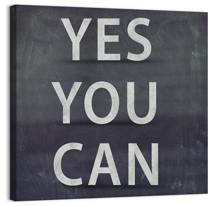 Yes You Can Chalkboard Typography Wall Art