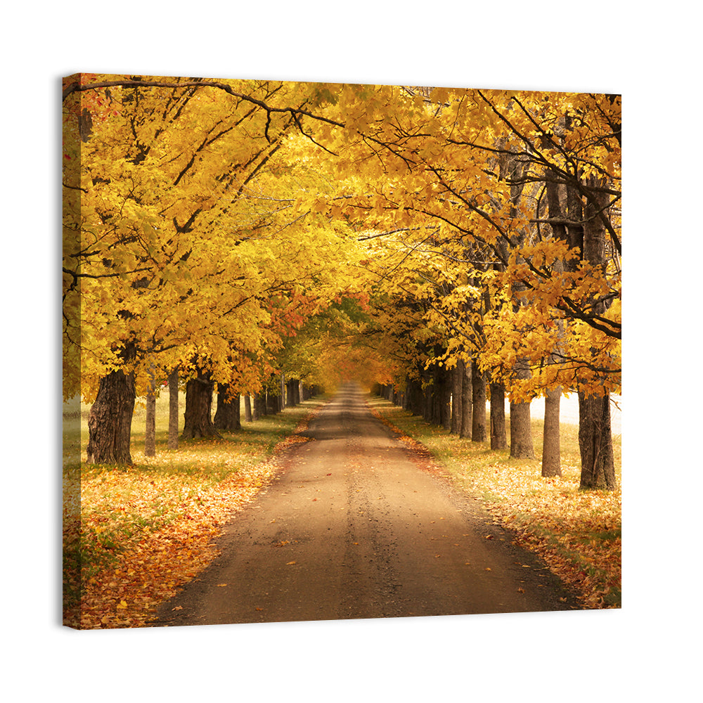 Golden Autumn Road Wall Art