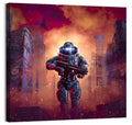 Glowing Visor Cyberpunk Soldier Wall Art