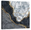 Black Stream Golden Veins Abstract Wall Art