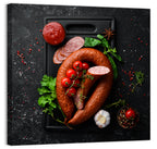 Sausage Ring on Black Cutting Board Wall Art