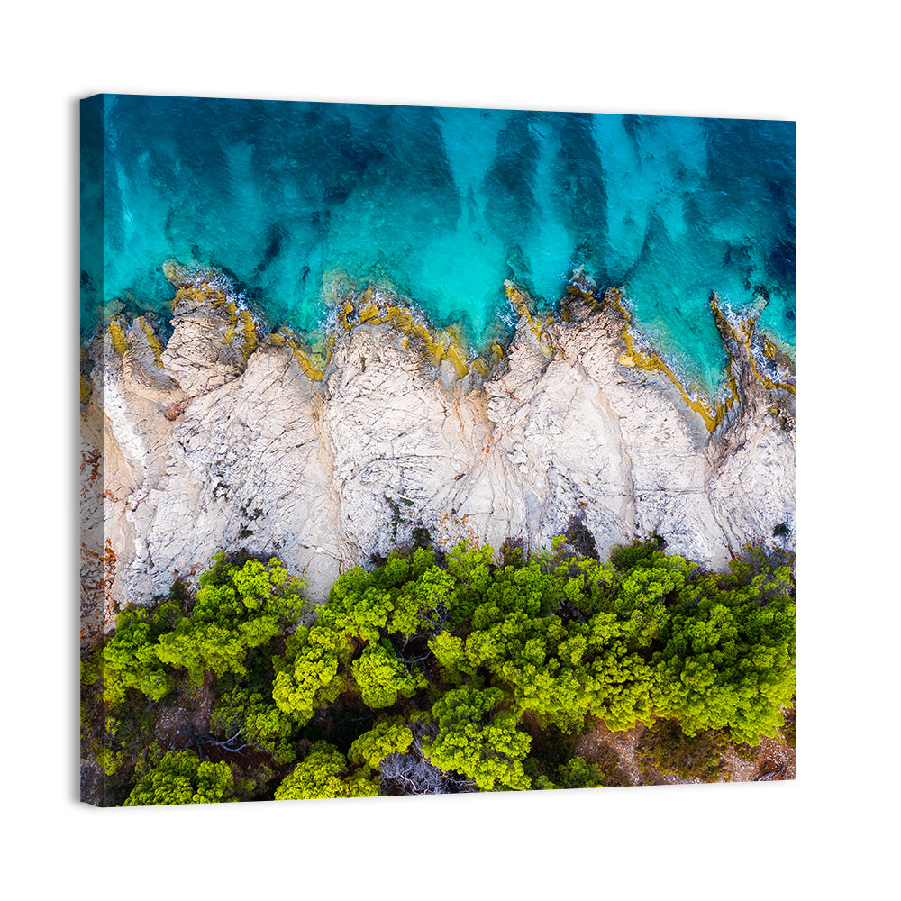 Croatian Coastscape Wall Art, canvas print, square