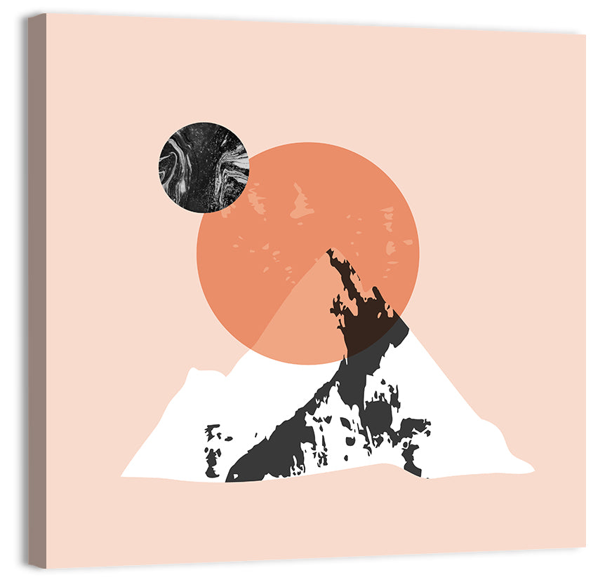 Abstract Mountain Sun and Moon Wall Art, canvas print, square