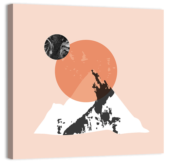 Abstract Mountain Sun and Moon Wall Art as a canvas print