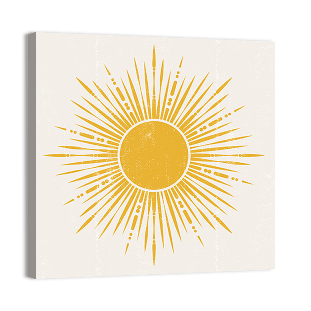 Golden Sunburst Boho Minimalist Wall Art