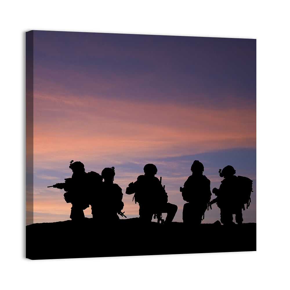 Troops at Sunset Wall Art