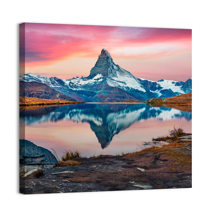 Matterhorn Reflection at Stellisee Wall Art as a canvas print