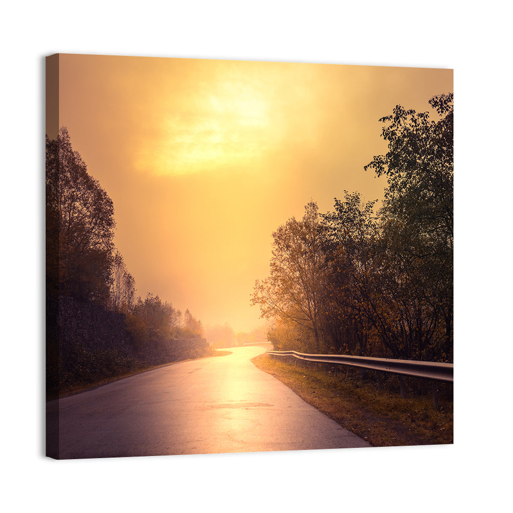Windy Misty Forest Road Wall Art