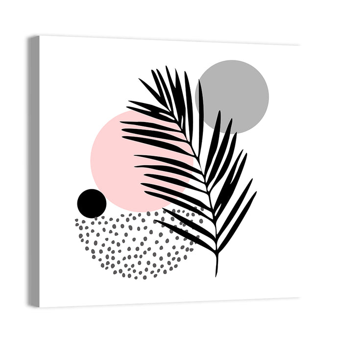 Pink Sun Moon Palm Leaf Illustration Wall Art as a canvas print