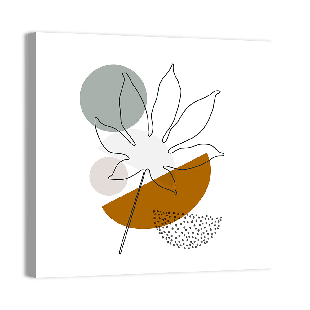 Palm Leaf with Geometric Shapes Wall Art, canvas print, square