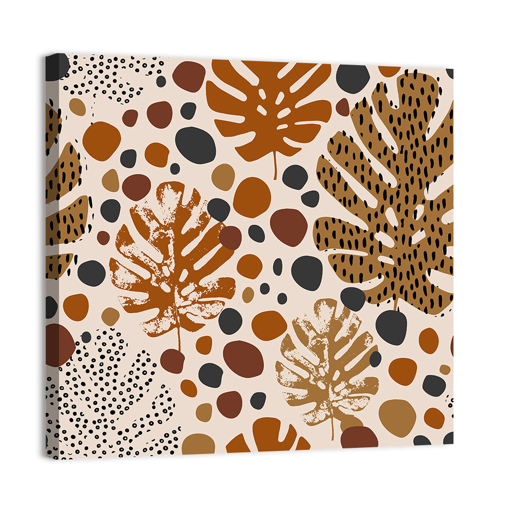Monstera and Palm Leaf Pattern Wall Art, canvas print, square