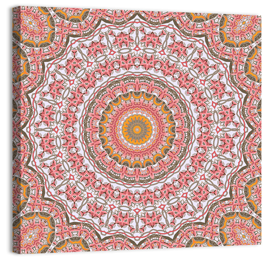 Pink Mosaic Mandala Wall Art, canvas print, square
