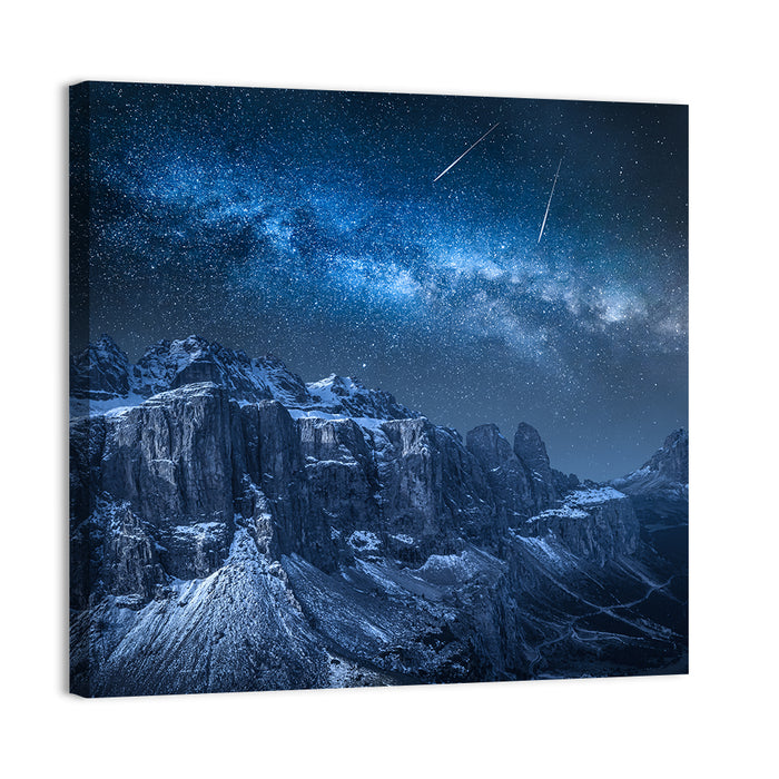 Milky Way Over Snowy Dolomites Wall Art as a canvas print