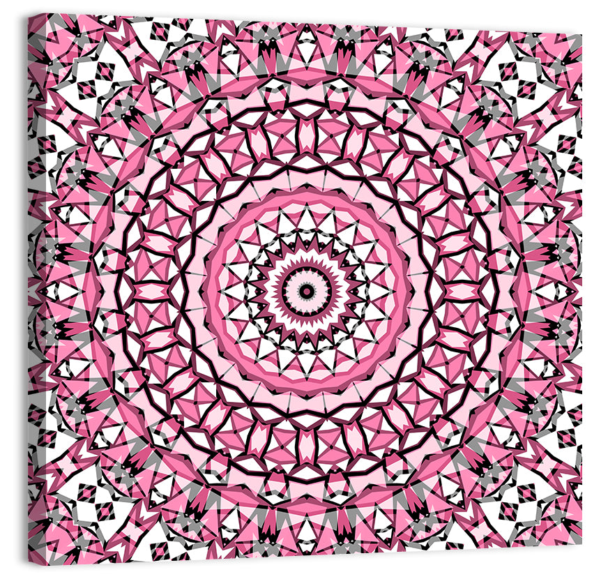 Pink Mosaic Kaleidoscope Mandala Wall Art