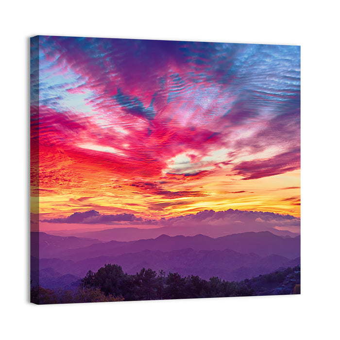 Golden Dusk Cloud Mountains Wall Art as a canvas print