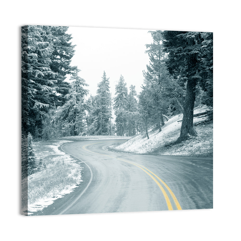 Winding Snowy Highway Wall Art