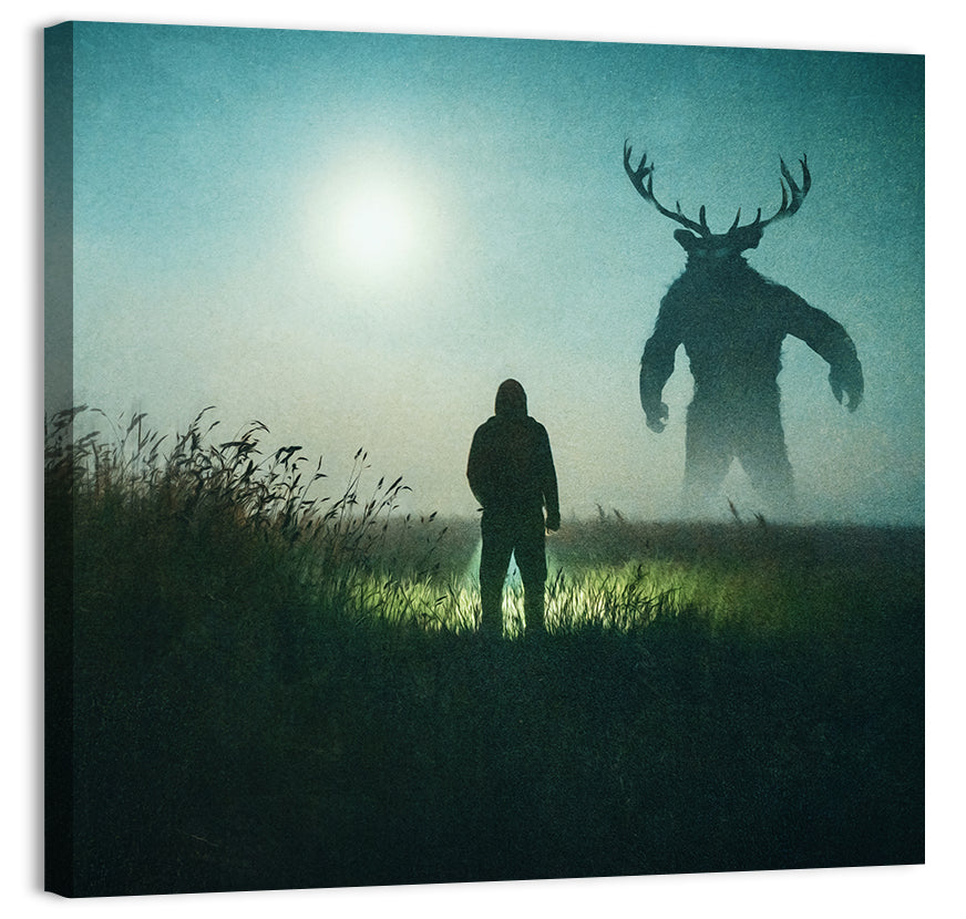Antlered Shadow in Mist Wall Art