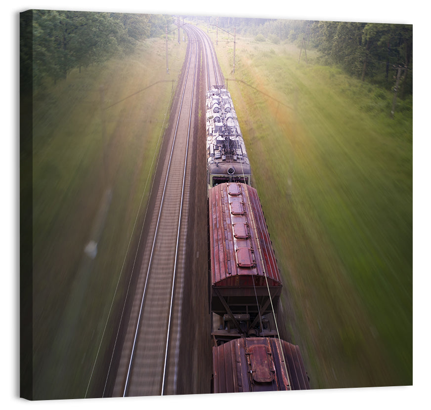 Freight Train Through Forest Wall Art
