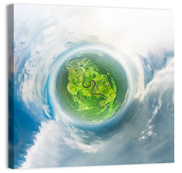 Spherical Forest from Space Wall Art as a canvas print