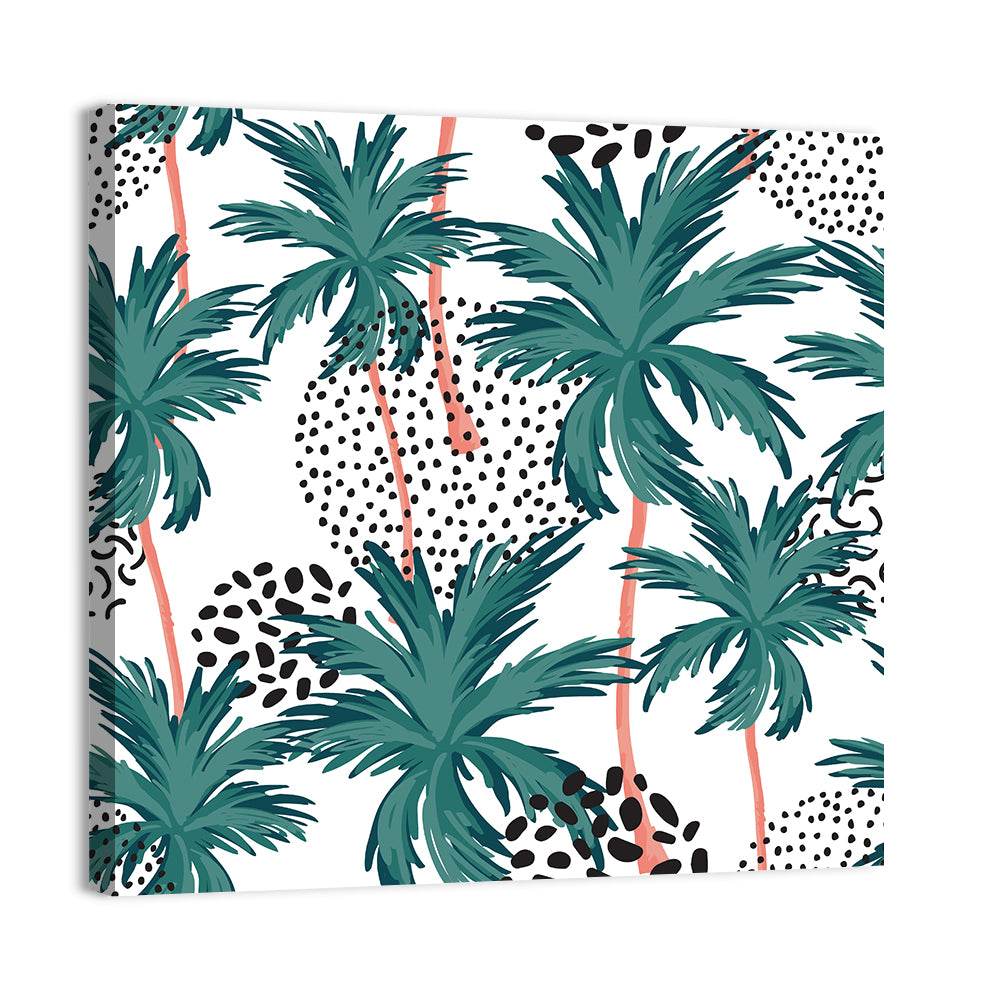 Pink-trunk Palm Pattern Wall Art, canvas print, square