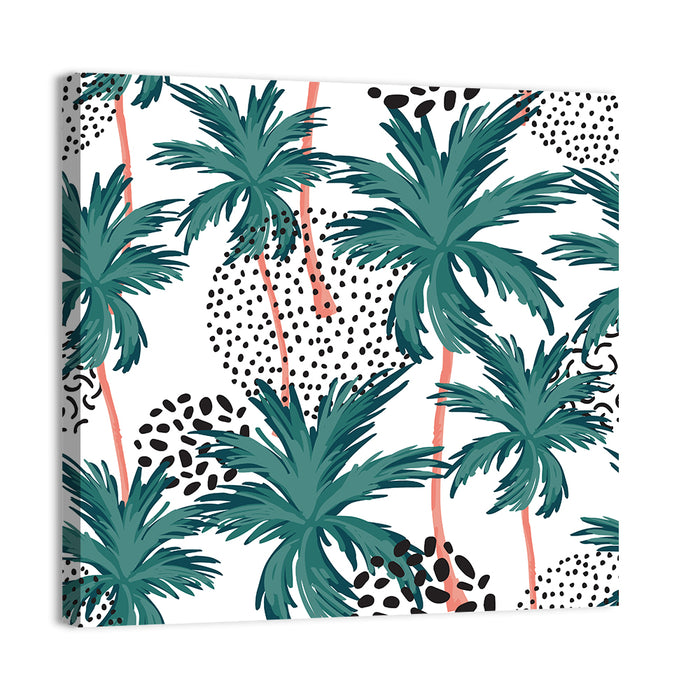 Pink-trunk Palm Pattern Wall Art as a canvas print