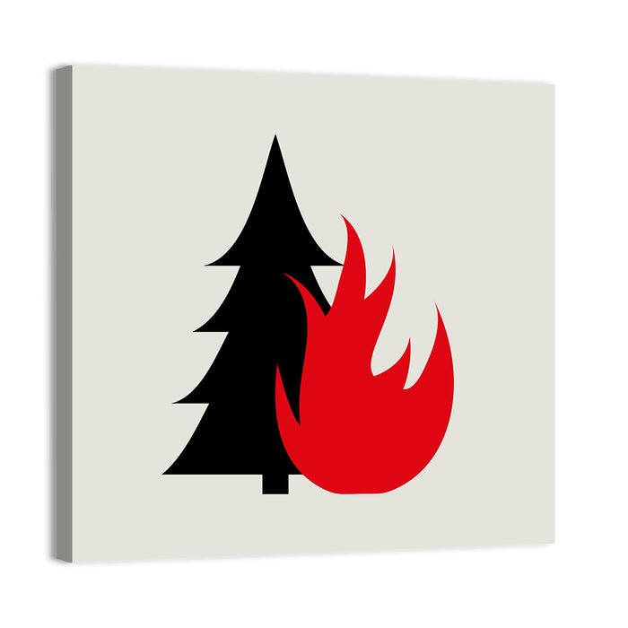 Forest Fire Minimalist Illustration Wall Art as a canvas print