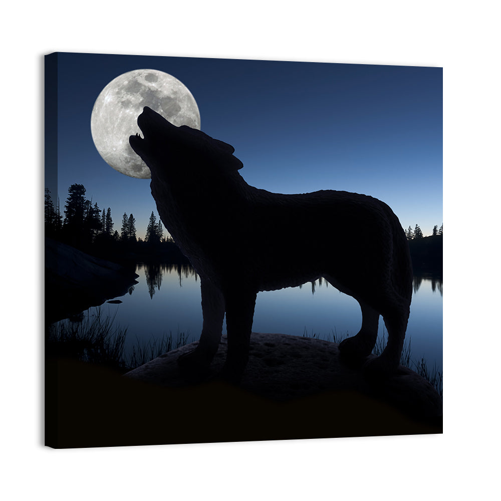 Howling Wolf at Full Moon Wall Art