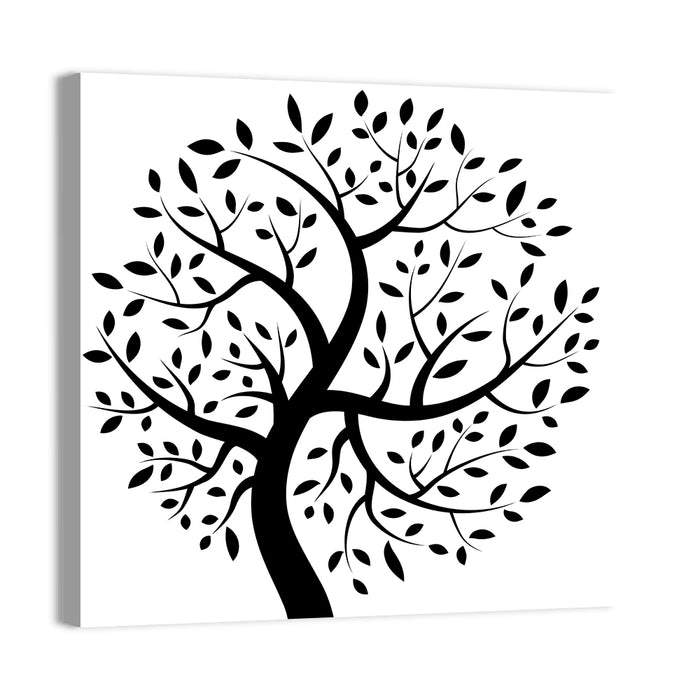 Black Tree Silhouette Wall Art as a canvas print