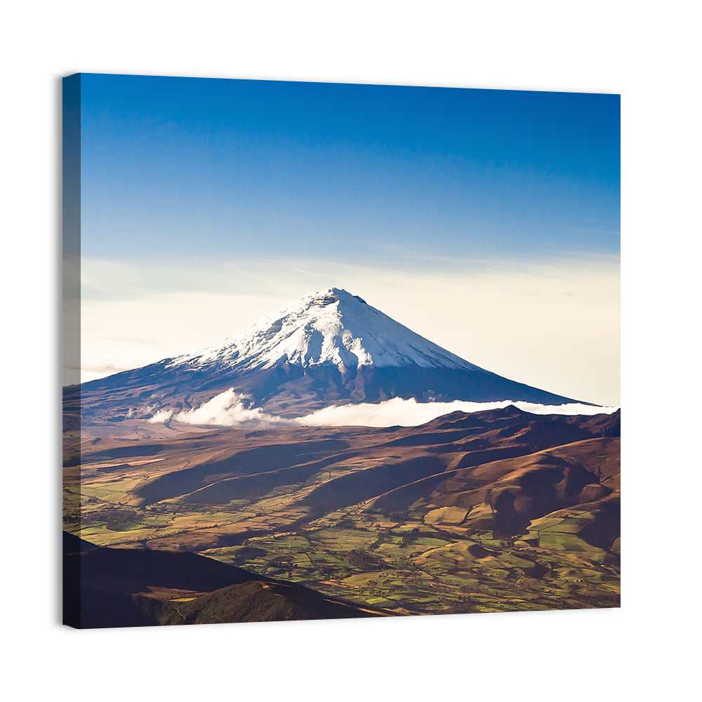 Cotopaxi Volcano Landscape Wall Art, canvas print, square