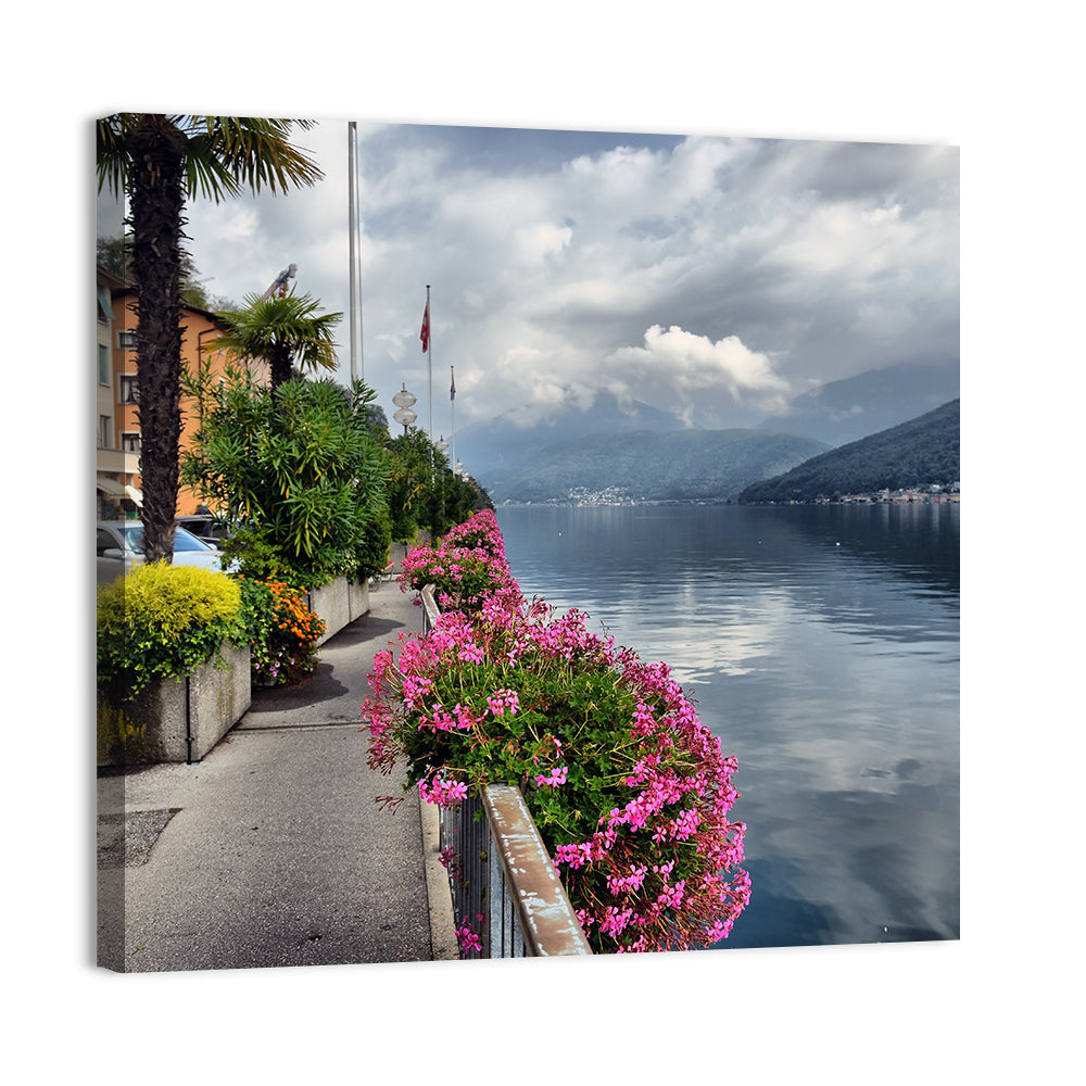 Lake Lugano Floral Walkway Wall Art