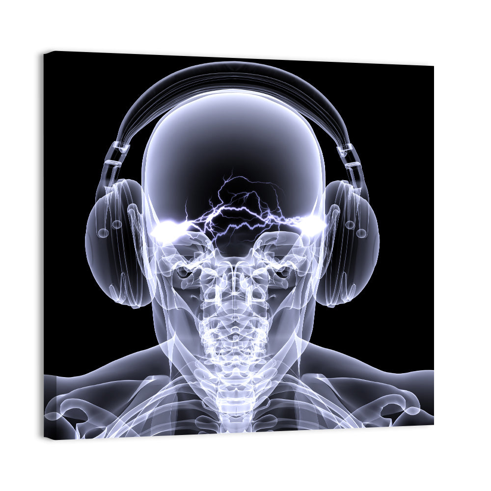 X-ray Skull with Headphones Wall Art