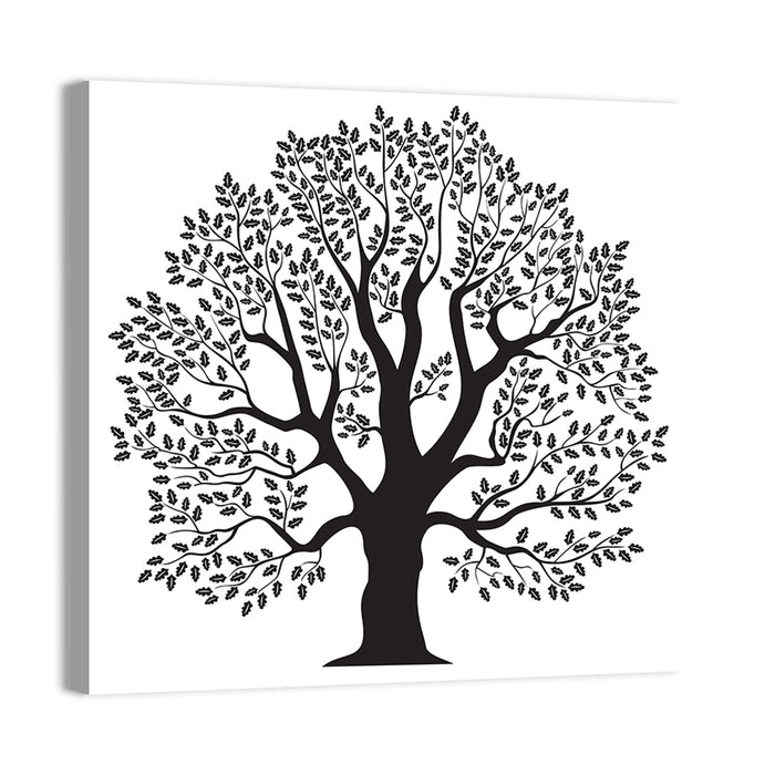 Oak Tree Illustration Wall Art as a canvas print