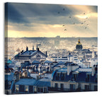 Paris Rooftops Under Dramatic Clouds Wall Art