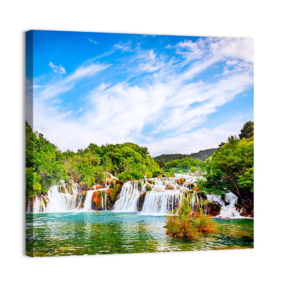 Skradinski Buk Waterfall, Krka Wall Art, canvas print, square
