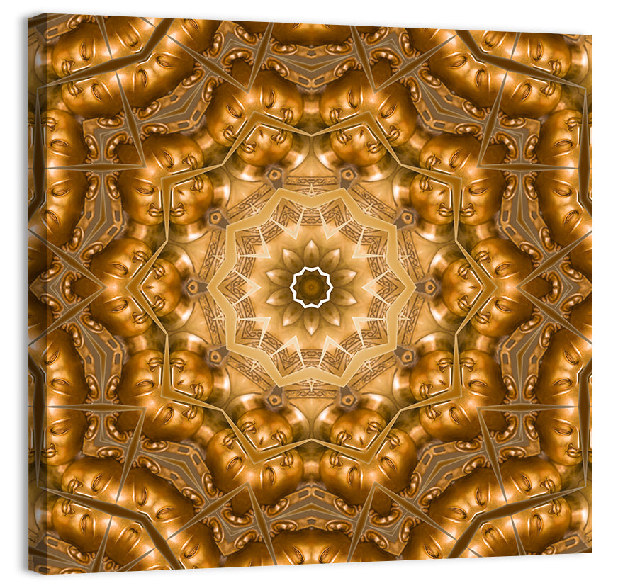 Golden Buddha Mandala Kaleidoscope Pattern Wall Art