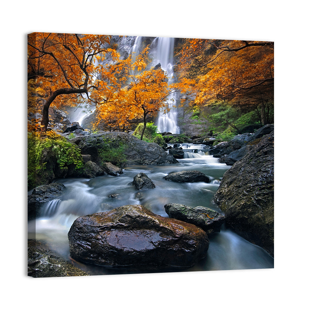 Konglan Autumn Waterfall Wall Art, canvas print, square