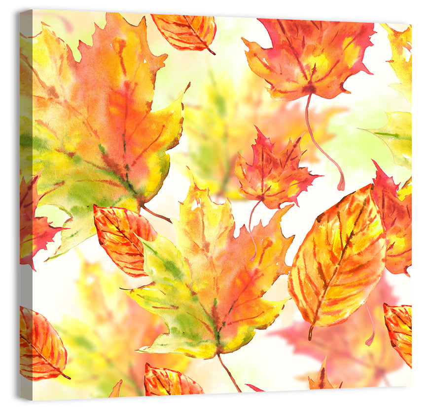Falling Autumn Leaves Wall Art, canvas print, square