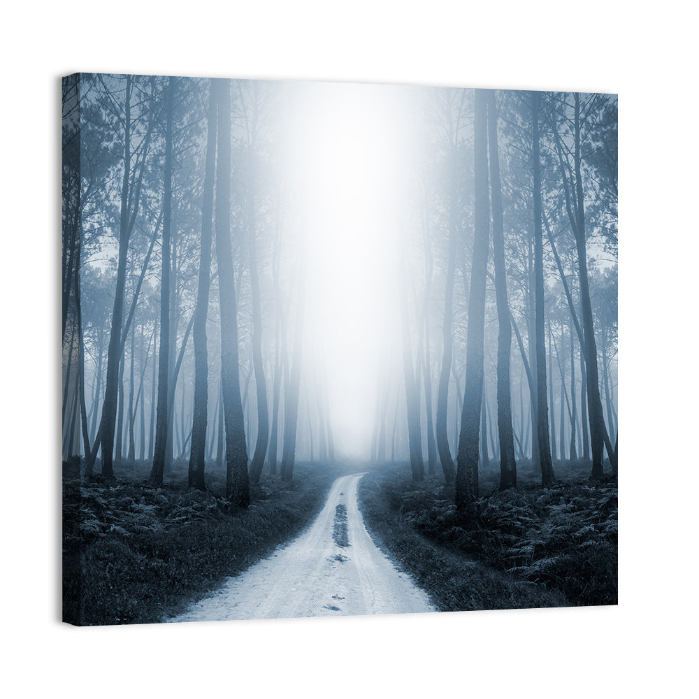 Misty Forest Road at Twilight Wall Art