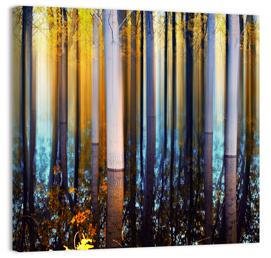 Ethereal Autumn Forest Reflection Abstract Wall Art