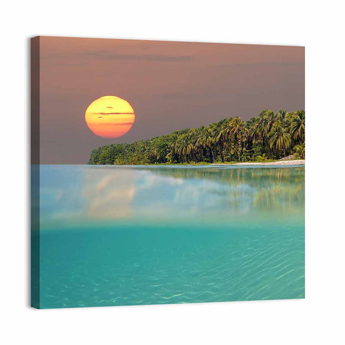 Split-level Caribbean Sunset Wall Art as a canvas print