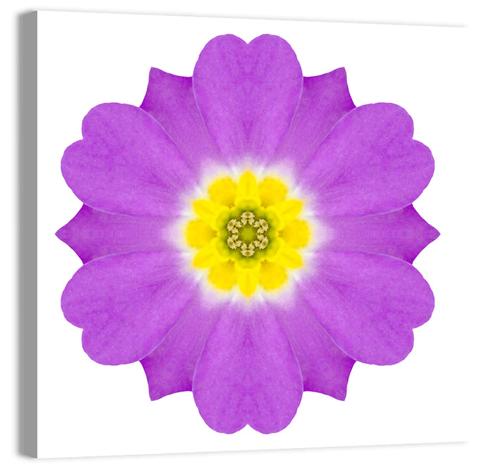 Kaleidoscopic Primrose Mandala Wall Art as a canvas print