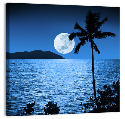 Lunar Beach Night Wall Art