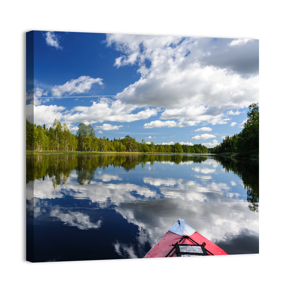 Karelia Kayak Reflection Wall Art, canvas print, square