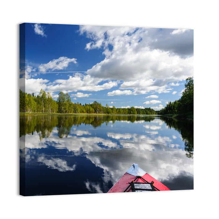 Karelia Kayak Reflection Wall Art as a canvas print