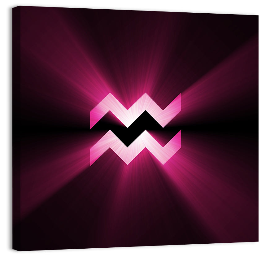 Magenta Aquarius Symbol Wall Art