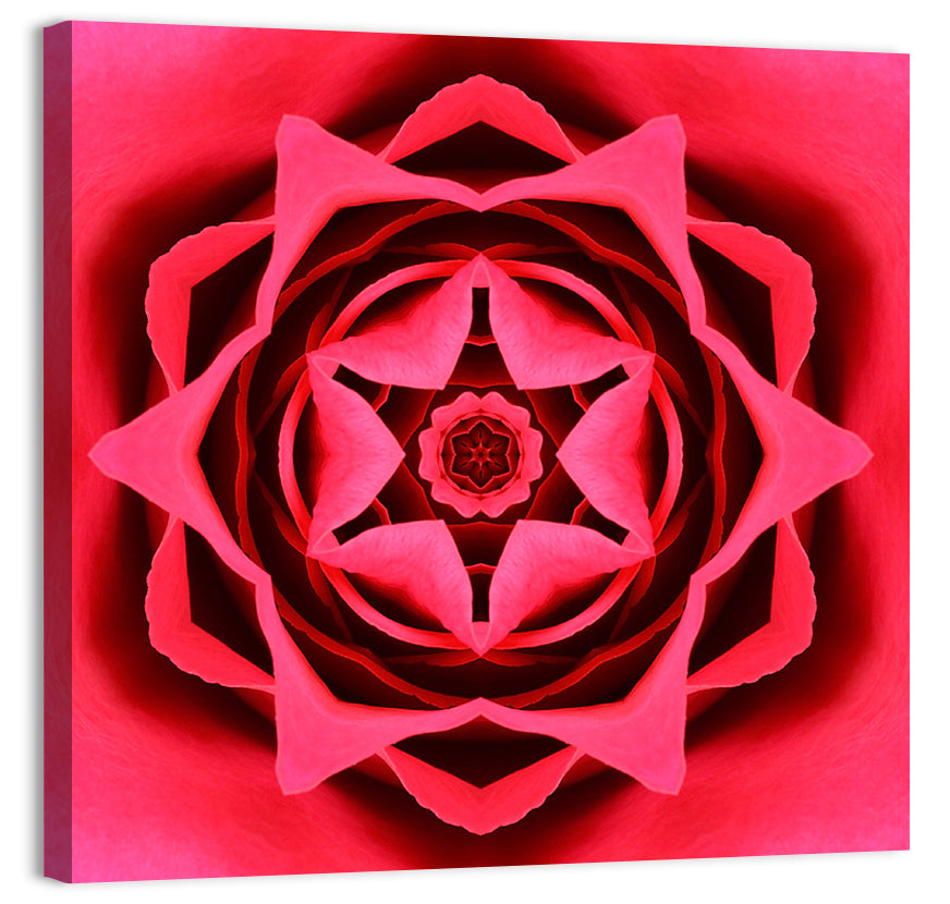 Kaleidoscopic Rose Petal Mandala Wall Art