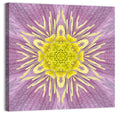 Kaleidoscopic Floral Mandala in Purple and Yellow Wall Art