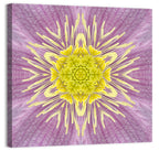Kaleidoscopic Floral Mandala in Purple and Yellow Wall Art