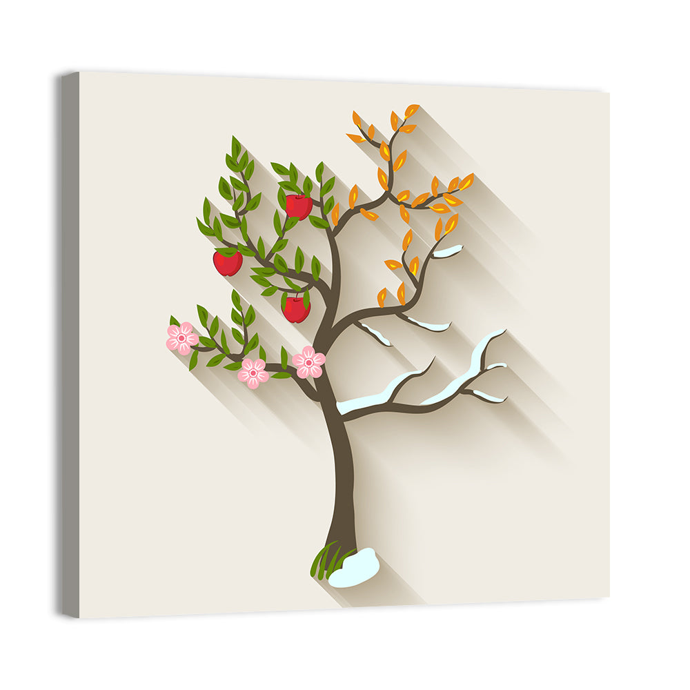 Four Seasons Tree Wall Art, canvas print, square