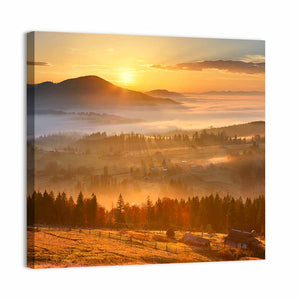 Mountain Village Sunrise Wall Art